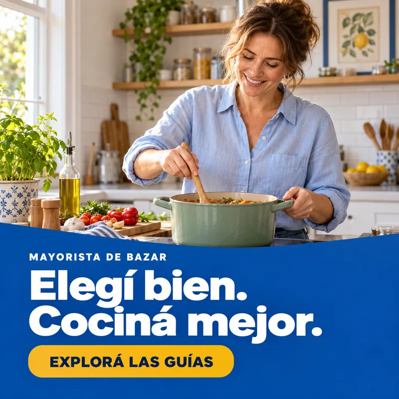 Mujer revolviendo una olla en una cocina luminosa: elegí bien, cociná mejor. Explorá las guías.