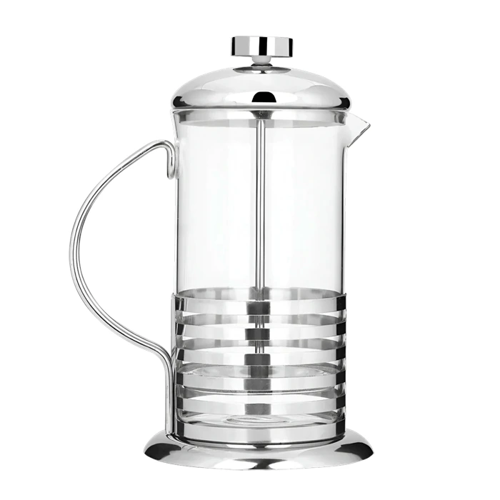 Cafetera de prensa francesa de 1 litro en vidrio y acero inoxidable