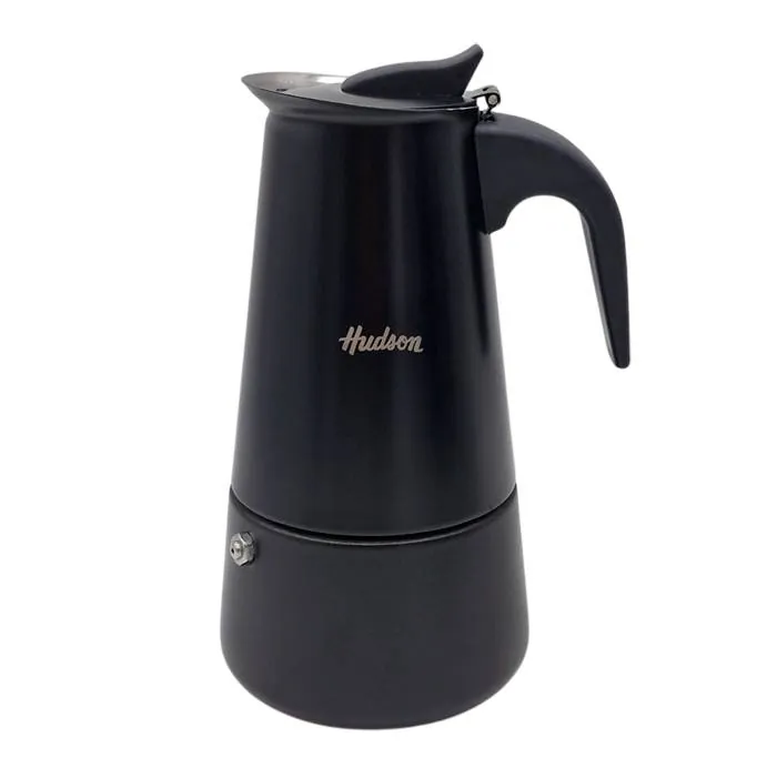 Cafetera Hudson Ita. Acero Negra 6 Tazas