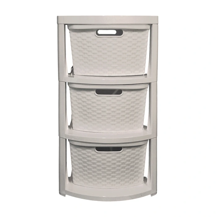 Cajonera de 3 canastos símil ratán 15 litros beige