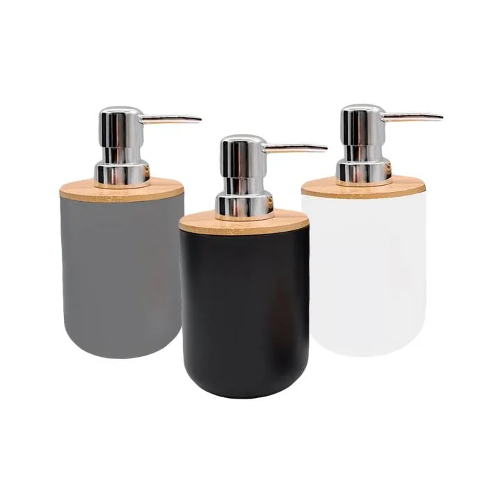 Dosificador Jabon Pvc/Bambu Redondo