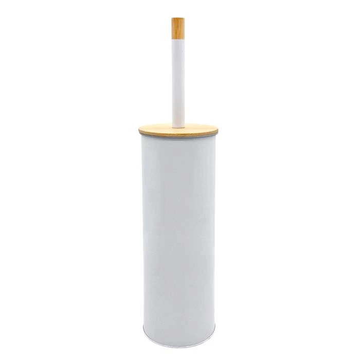 Escobilla C/Vaso Acero Blanco T/Bambu