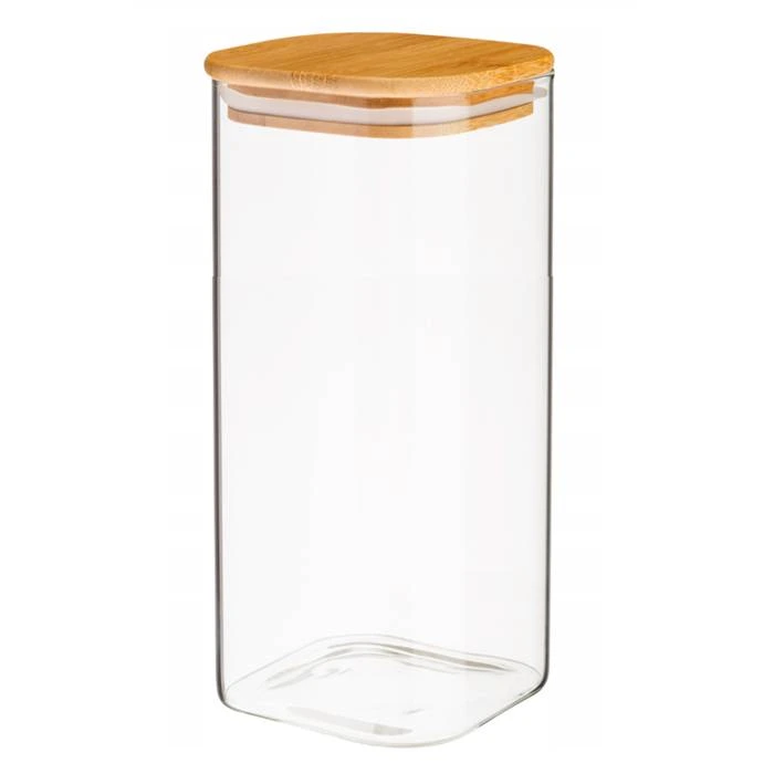 Frasco Vidrio Cuad. Tapa Bambu 1850Ml Carol