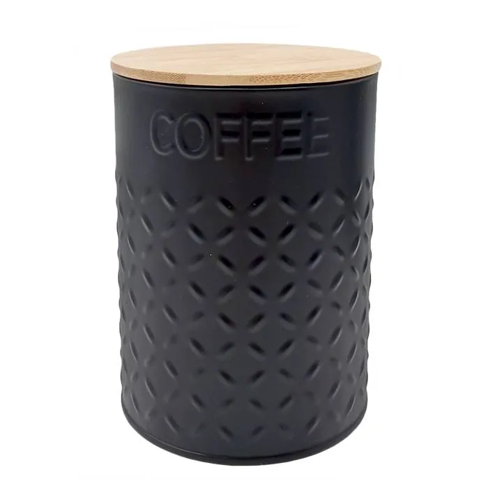 Lata Acero Negra T/Bambu "Coffee"