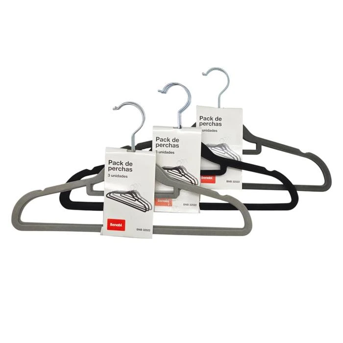 Percha Terciopelo Lisa Pack X3
