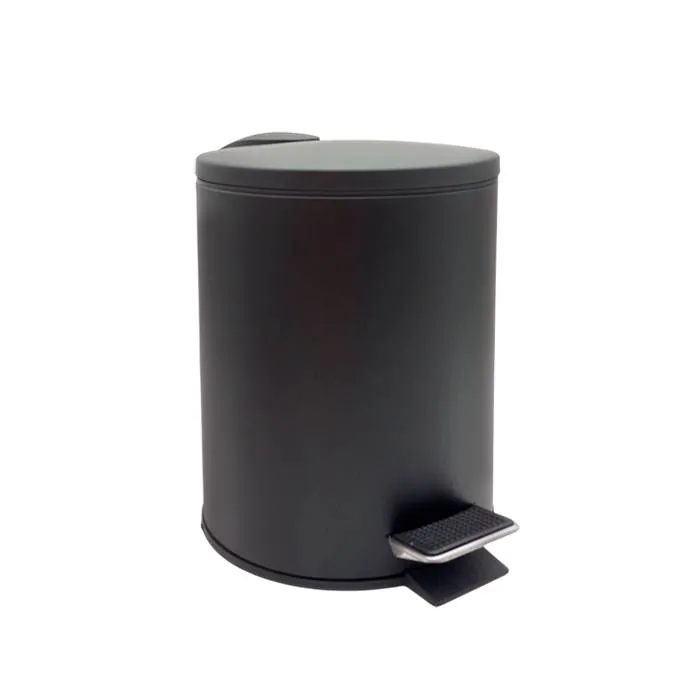 Residuo Pedal Acero Liso 3 Lts. Negro Carol