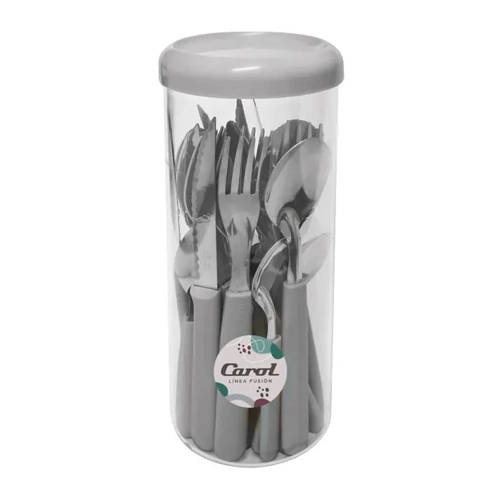 Set 24 Cubiertos Carol Fusion Pote Gris