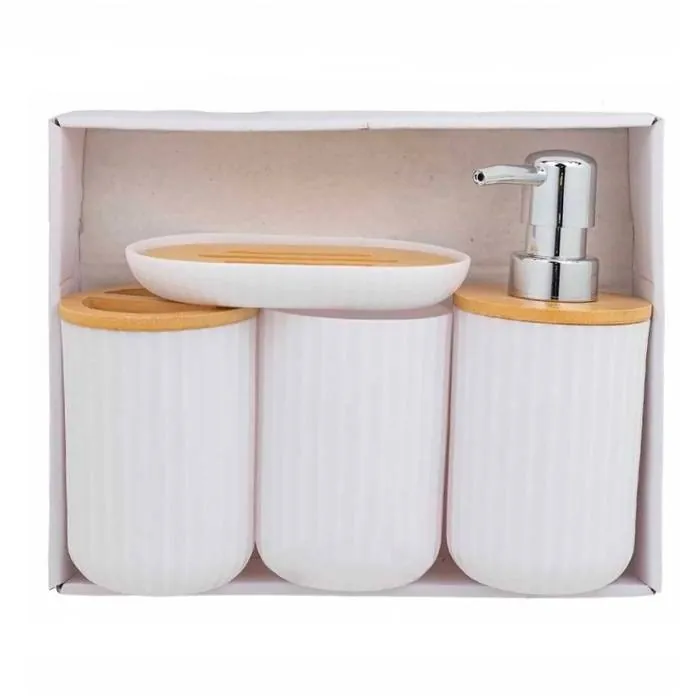 Set De Baño 4Pz Pvc Bambu Redondo