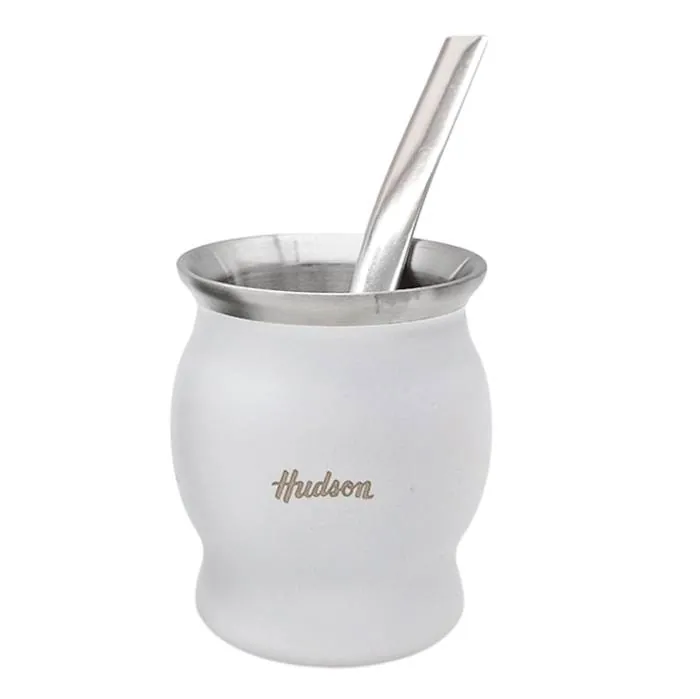 Set Mate/Bombilla Hudson Bombe Acero Blanco
