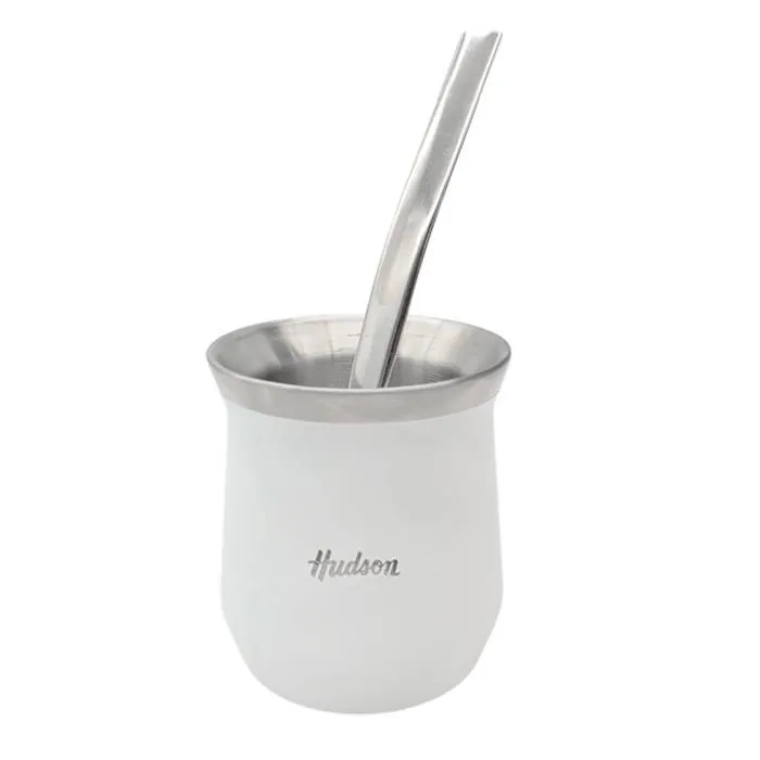 Set de mate y bombilla de acero inoxidable blanco Hudson
