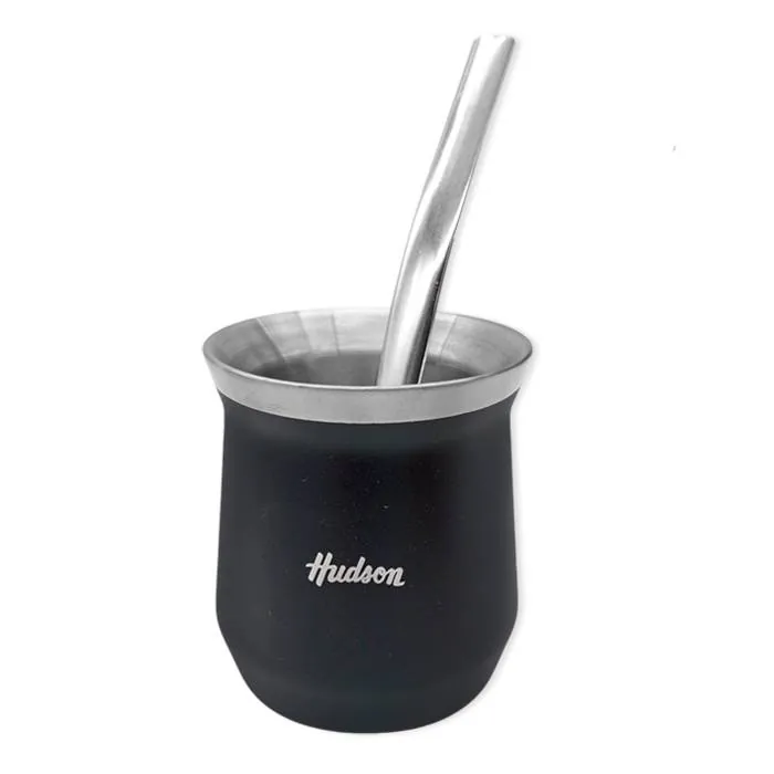 Set Mate/Bombilla Hudson Vaso Acero Negro