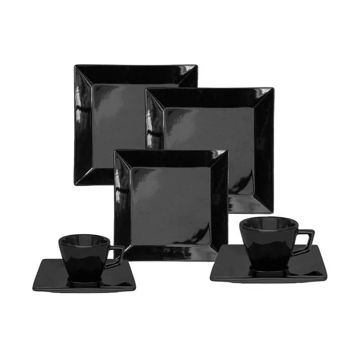Set Porcelana Cuad. 42 Pz Negro