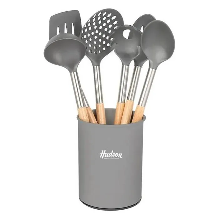 Set Utensilios M/Madera Blanco/Gris Hudson