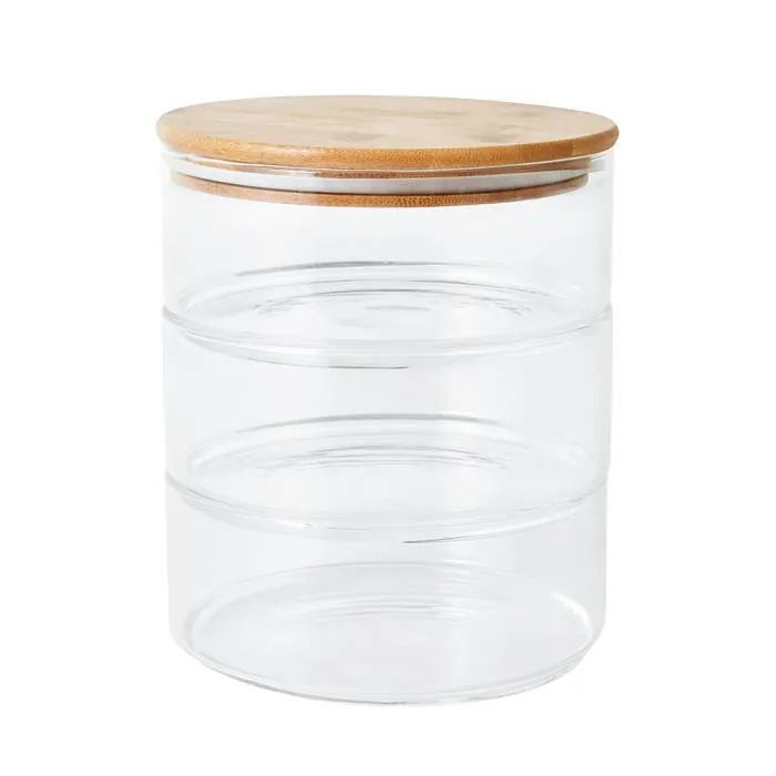 Set X3 Frasco Apilable Red. Tapa Bambu
