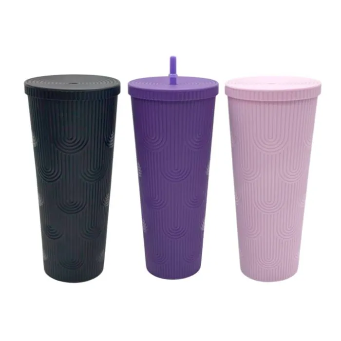 Set X3 Vaso Plastico Rayado C/Sorbete