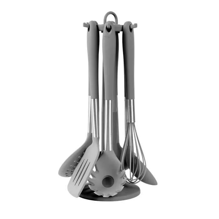 Set X7 Utensilios Silicona Gris Carol