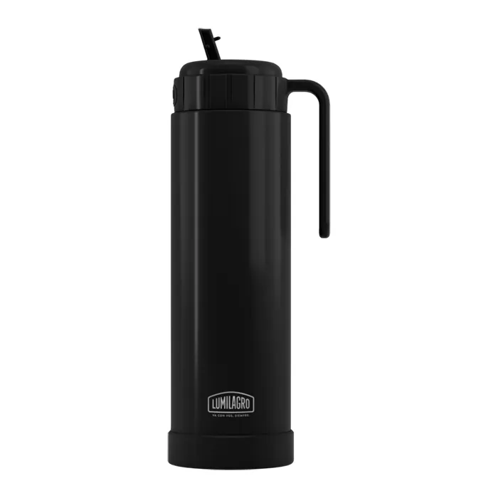 Termo Lumilagro Pampa 1 litro negro con pico matero retráctil