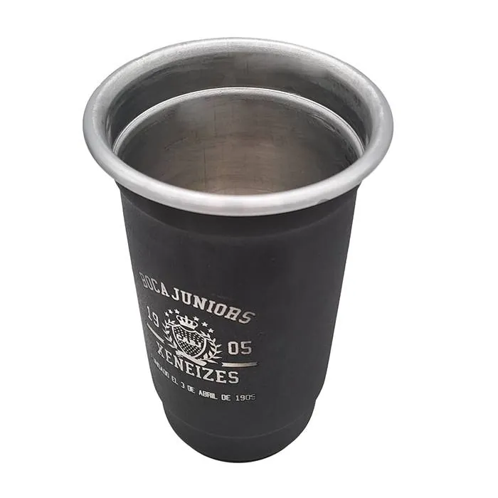 Vaso Aluminio Negro 1 Lt. Boca Jrs.